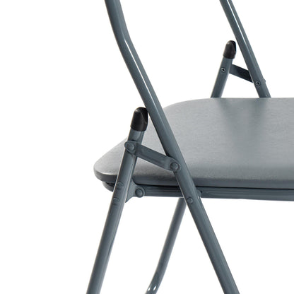Harbour Housewares Padded Folding Chair - Solid Grey - Pack of 1 - Easy Store Metal Frame Foldable Desk Chair for Office, Dining, Kitchen