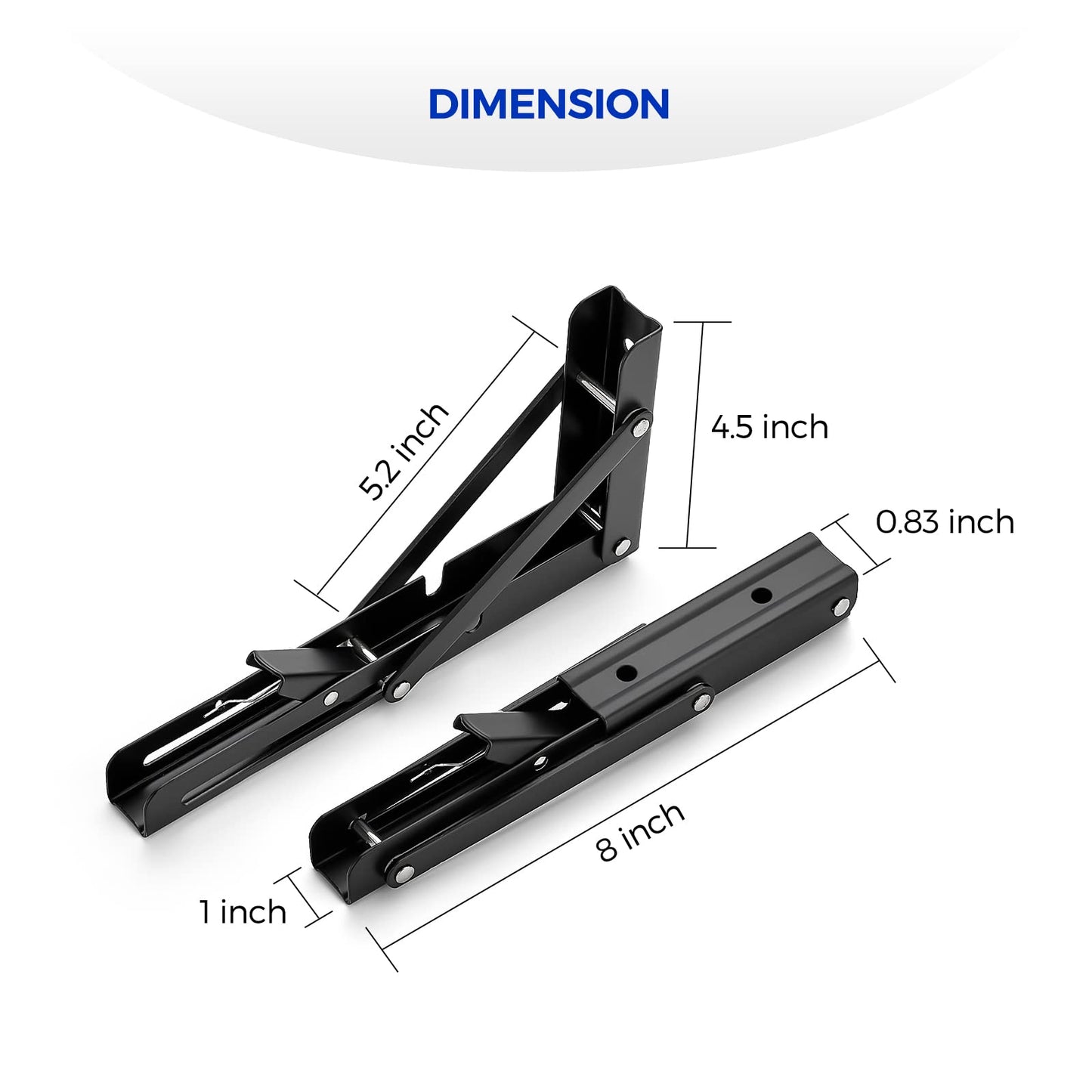 Ravinte 10 Inch Folding Shelf Brackets - Matte Black Collapsible Heavy Duty Brackets for Table Bench - Space Saving, 2 Pack ﻿