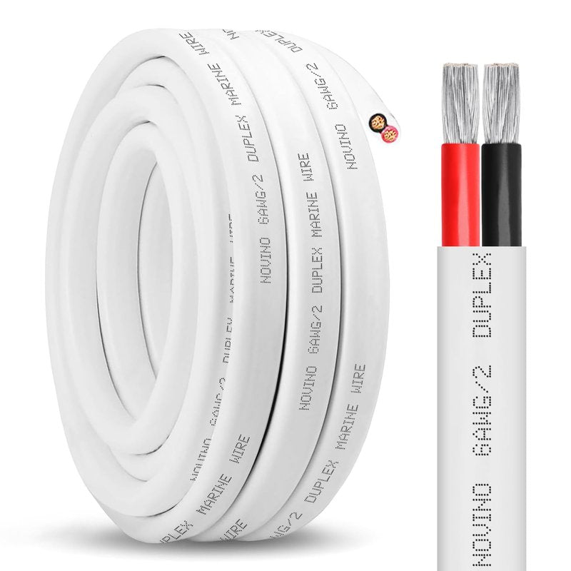 18 Gauge Marine Wire,18 AWG 100ft Duplex Marine Grade Wire,Tinned Copper Heavy Duty Sheathed Cable for Boat/Automotive/RV/Camper/Trailer