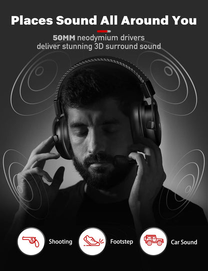 DEEBOX Gaming Headset for PS5 PS4 Xbox One Switch, Gaming Headphones with Microphone for PC Mac Laptop Computer Gamer