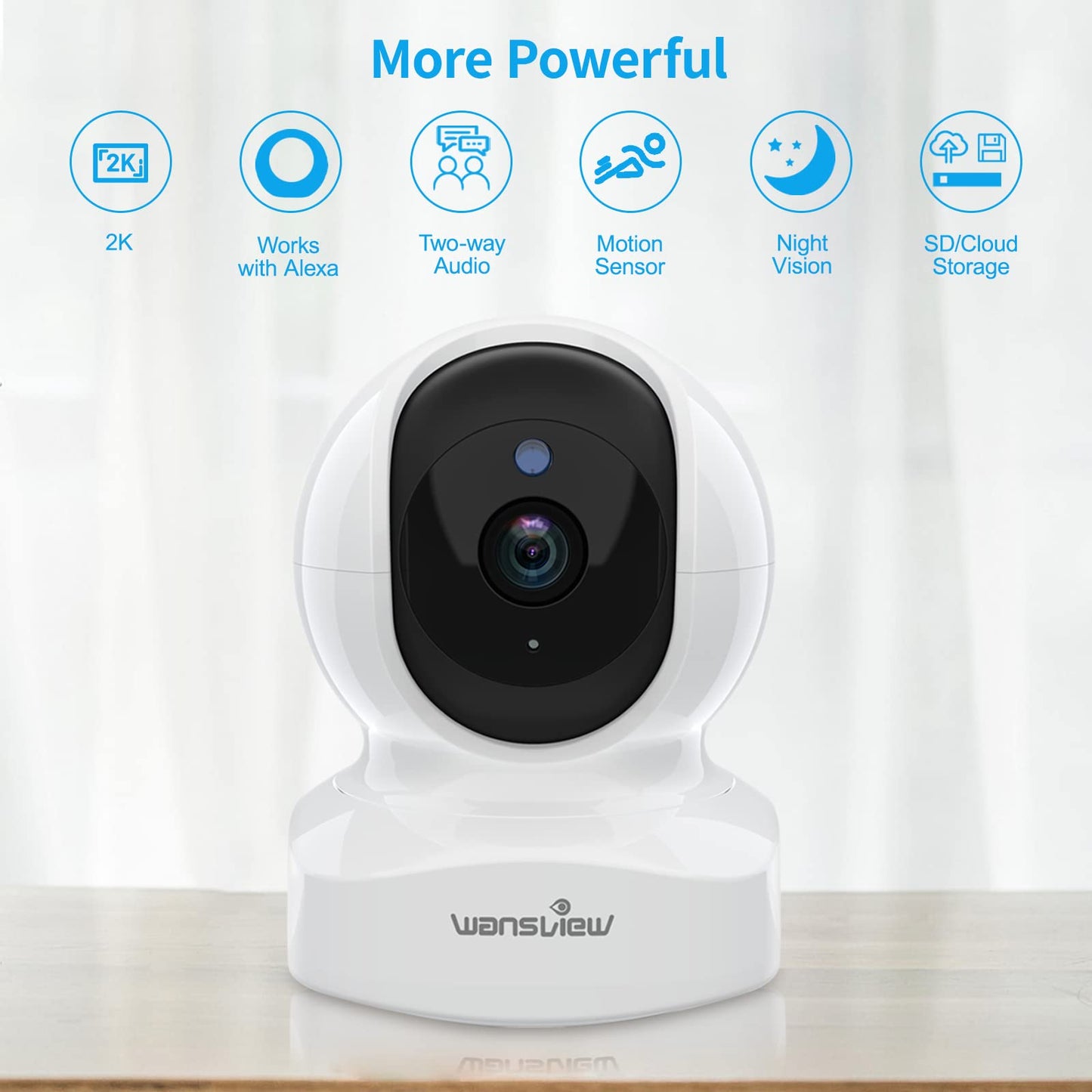 wansview Security Indoor Pet Camera, 2K Dog Camera with APP, WiFi CCTV Camera House Security for Baby Monitor, Real-time Alert 2-Way Audio Night Vision Pan/Tilt, TF Card Storage, Works with Alexa Q5