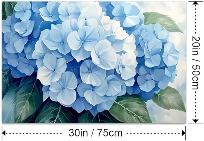 Yesad Blue Hydrangea Pictures, Floral Wall Art Flower Canvas Wall Art Botanical Prints Posters Rustic Wall Décor for Living Room Bedroom Kitchen Farmhouse Wall Décor (Unframed,30”x20”,Hydrangea1)