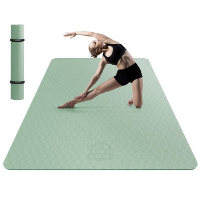 HAPBEAR Extra Large Yoga Mat - 72"x48"/78"x54", 1/4" & 1/3" Thick, Non-Slip, Durable, Eco-Friendly, Wide Exercise Mat for Home Workouts, Yoga, Pilates, Stretching, Meditation (Barefoot Exercise)