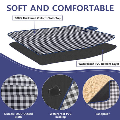 K Y KANGYUN Outdoor Picnic Blankets, Extra Large Beach Blanket, Foldable Lightweight Waterproof Sand Mat, Picnic Blanket 80" x 60" for Beach Camping Hiking Park Patio (Dark Blue, 80x60 inch)