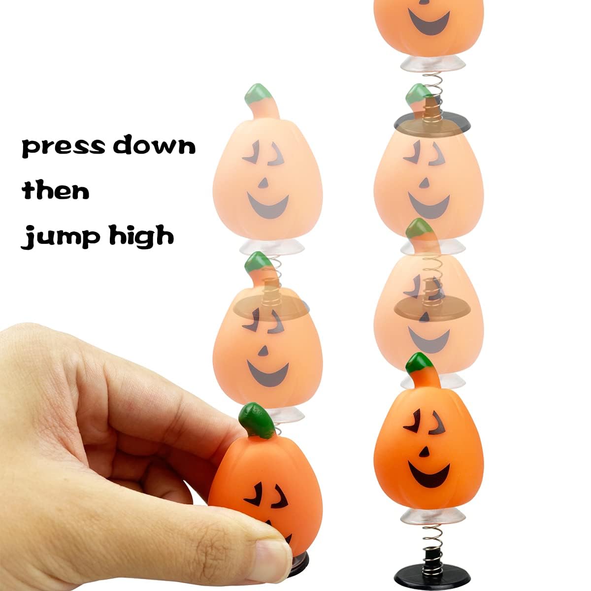 QINGQIU 24 PCS Halloween Jumping Popper Toys Spring Launchers for Kids Boys Girls Halloween Party Favors Halloween Treat Bags Gifts Halloween Games