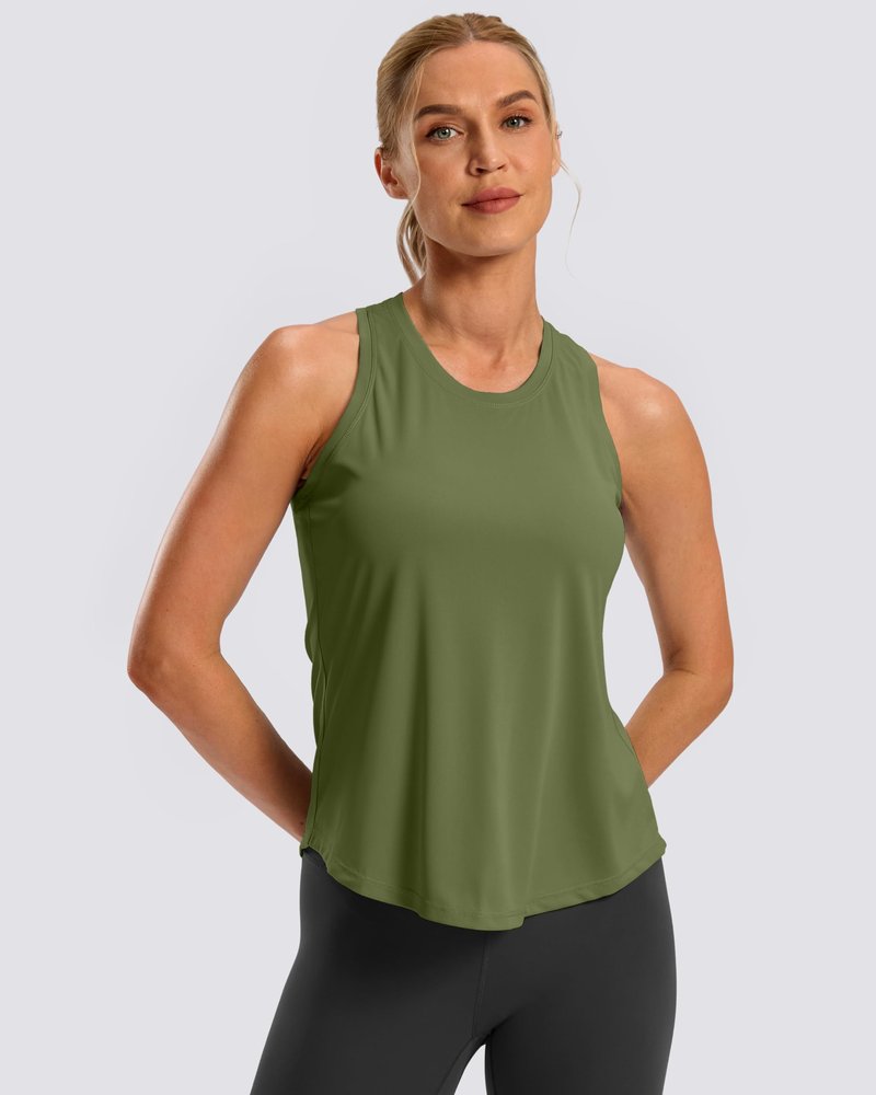 G Gradual Women's Workout Tank Tops Racerback Athletic Yoga Tops Loose Fit Sleeveless Running Gym Sports Shirts for Women(Olive,XL)