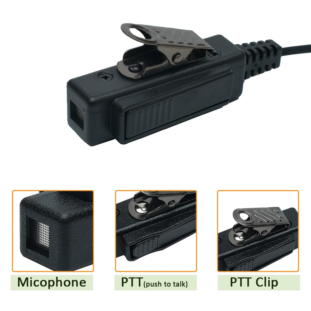 BVMAG Acoustic Tube Earpiece Headset with Mic PTT Compatible with Baofeng UV-5R 5R BF-F8HP BF-888S Kenwood TK3230 TK-3160 Puxing Quansheng Wouxun Walkie Talkie Two Way Radio 10 Pack