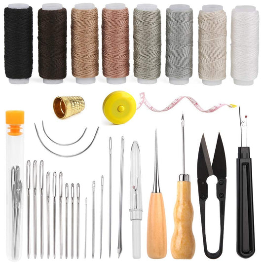 BAGERLA Upholstery Repair Sewing Kit Heavy Duty Sewing Kit with Awl Tools, Seam Ripper, Hand Stitching Needles, Upholstery Thread, Leather Craft Tool Kit for Shoes Sofa Tent Carpet Leather Craft DIY