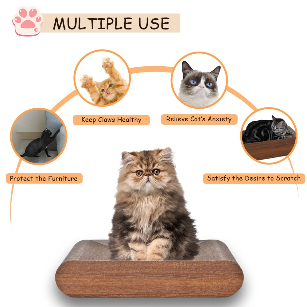 Cat Scratcher, Cardboard Lounge Bed, Bone Shape Design, Recyclable Corrugated Scratching Pad, Stable and Durable, Furniture Protector, Reversible, Brown