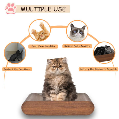 Cat Scratcher, Cardboard Lounge Bed, Bone Shape Design, Recyclable Corrugated Scratching Pad, Stable and Durable, Furniture Protector, Reversible, Brown