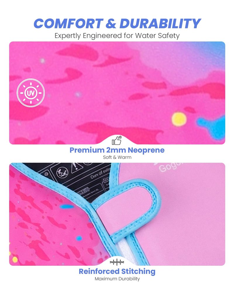 Gogokids Swim Vest for Toddler & Kid 1-2-3-4-5, Adjustable Buoyancy Swimming Vest for Kid Learn to Swim, Toddler Floaty with Removeable Floats and Dual Safety Straps Buoyancy Aid for Pool Beach Puddle