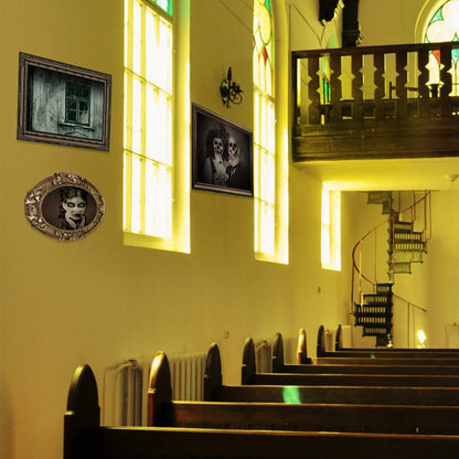 Halloween Decorations, 12 Pieces Laminated Halloween Gothic Decor Poster Frames Durable Haunted House Creepy Portraits Pictures Spooky Home Decor