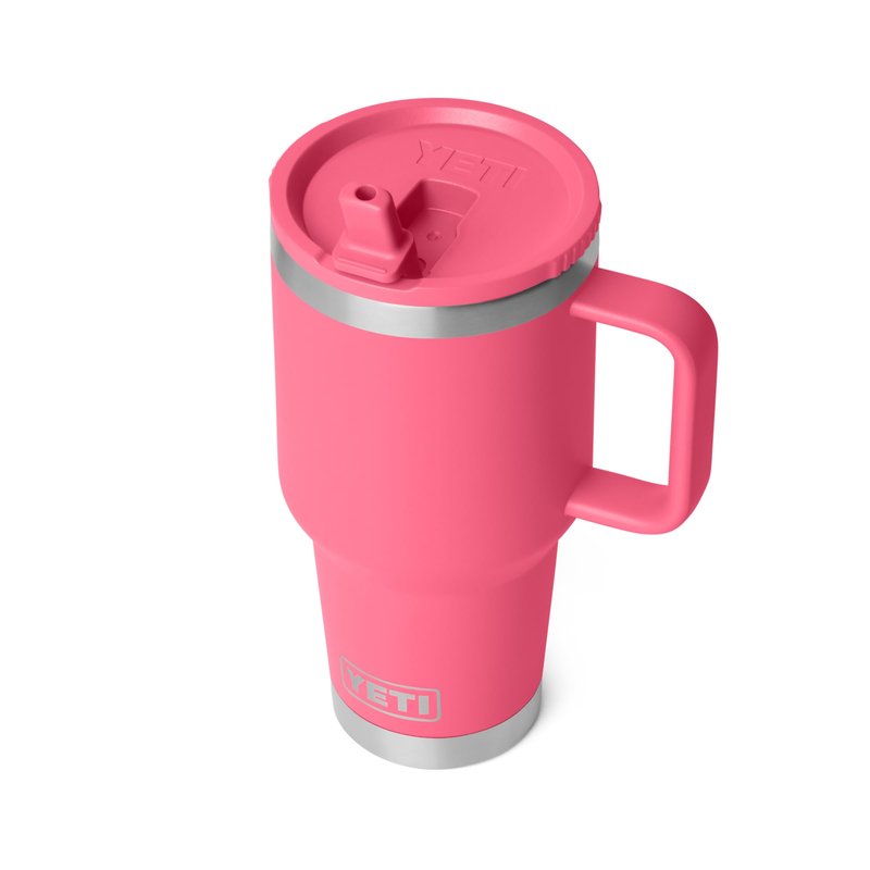 YETI Rambler 30 oz Travel Mug with Flip Straw Lid – Stainless Steel, Vacuum Insulated, Leakproof, Cup Holder Friendly, Tropical Pink