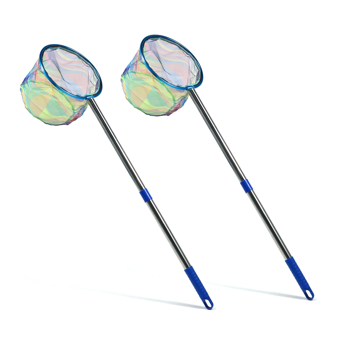 LPEIEB Fishing Net 2-Piece Set Heavy-Duty Landing Net Stainless Steel Handle Fishing Net for Catching and Releasing Fish, Shrimp, and Frogs