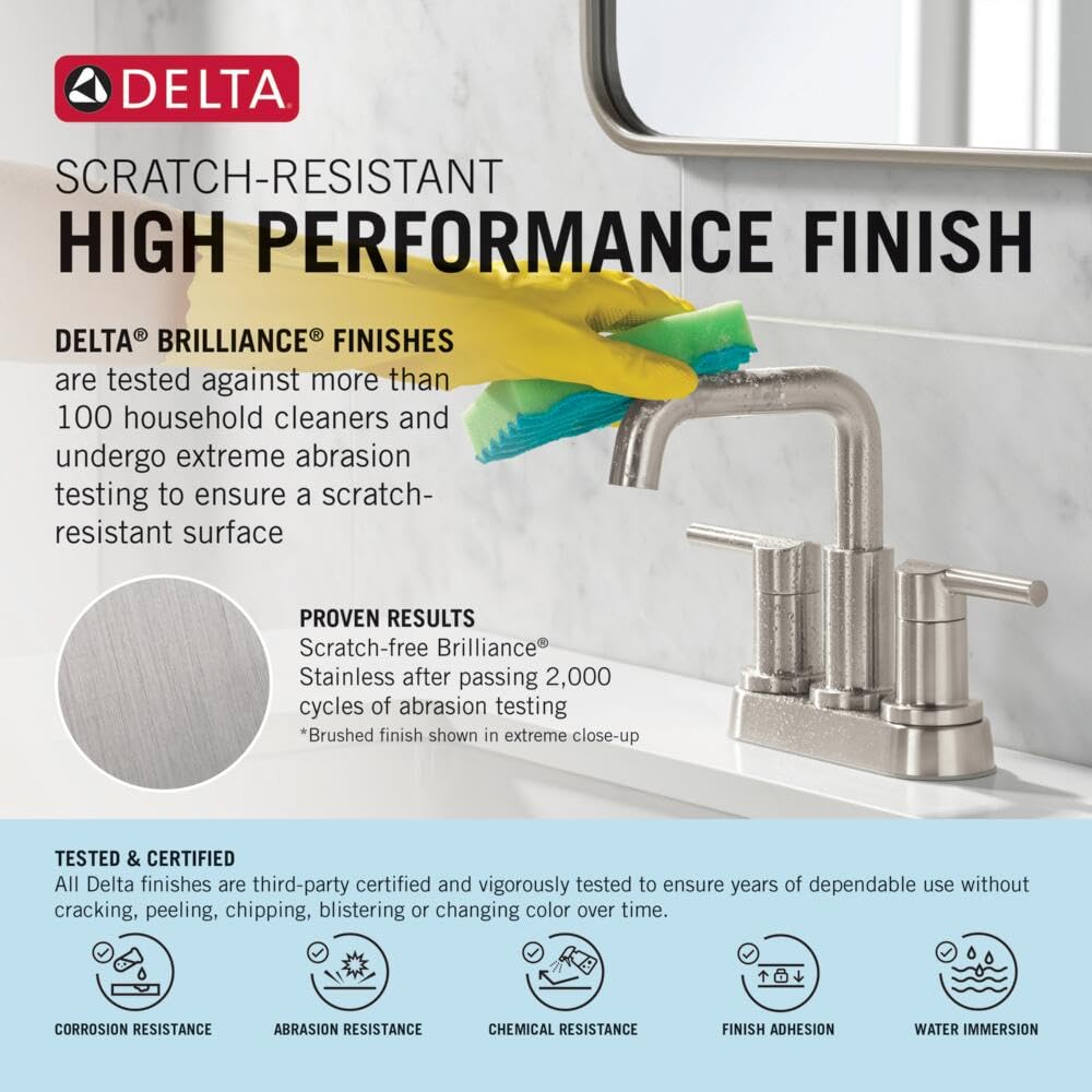 Delta Faucet Albion Widespread Bathroom Faucet 3-Hole, Gold Bathroom Sink Faucet, 2-Handle Bathroom Faucet, Bath Faucet, Metal Push-Pop Drain Assembly, 1.2 GPM Flow Rate, Champagne Bronze 35855LF-CZ