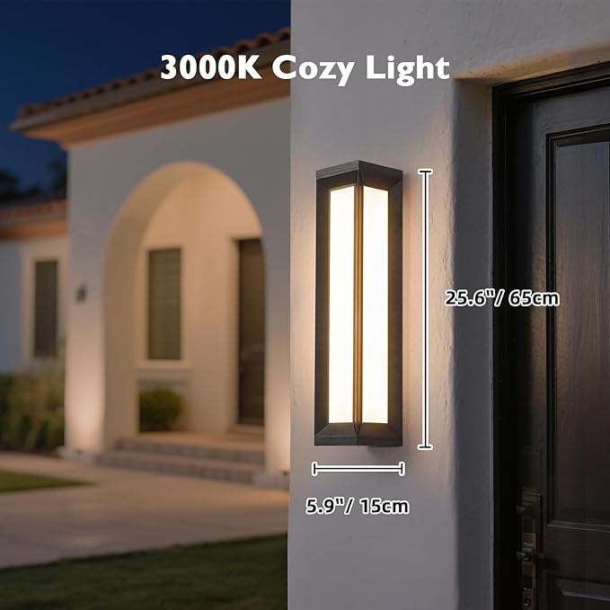 Outdoor Wall Lights 26" Waterproof Modern Porch Light 3000K Large Outdoor Sconces Wall Lighting Long Sconce Exterior Lighting Fixtures Wall Mount for Front Porch Outside House Garage Patio