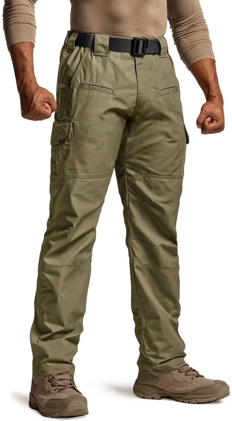 CQR Men's Tactical Pants, Water Resistant Ripstop Cargo Pants, Lightweight EDC Work Hiking Pants, Outdoor Apparel, Raider Soil Green, 36W x 30L