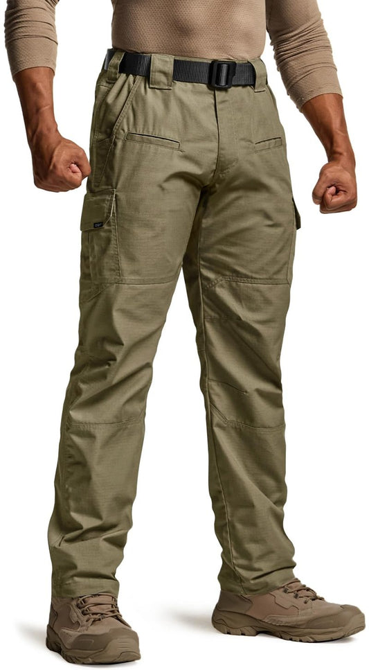 CQR Men's Tactical Pants, Water Resistant Ripstop Cargo Pants, Lightweight EDC Work Hiking Pants, Outdoor Apparel, Raider Soil Green, 34W x 34L