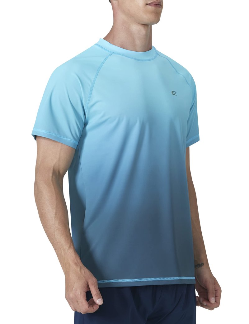 Men's Rash Guard Swim Shirts Summer UPF 50+ UV Sun Protection Quick Dry Beach Fishing Water Shirts T Shirts for Men(Blue Gra,L)