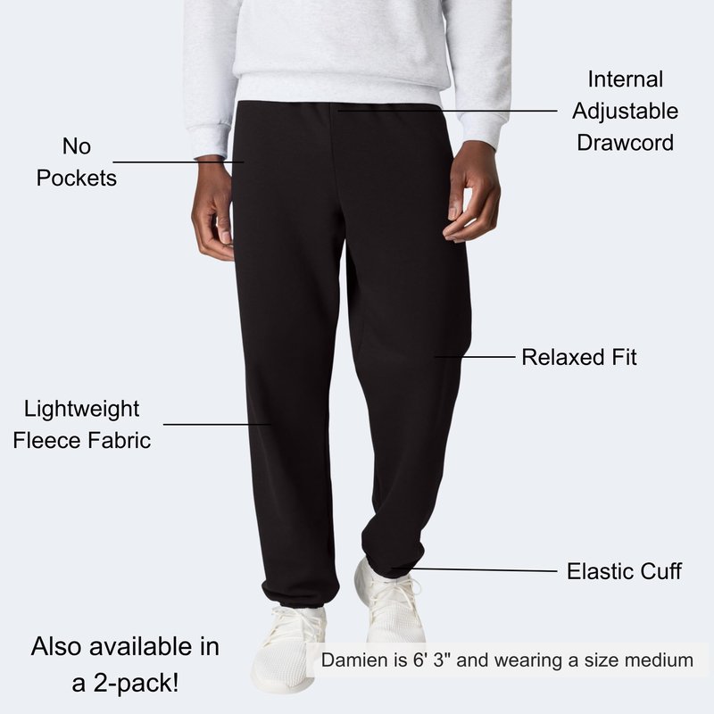 Hanes Men's EcoSmart Non-Pocket Sweatpant, Black, Large
