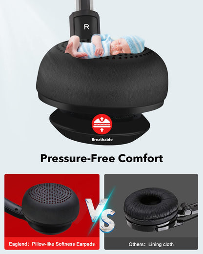 JIAMQISHI Headset with Microphone for PC Wired Headphones - 3.5mm On Ear Headsets with Noise-Cancelling Microphone for Laptop - Computer Headphones with Mic in-line Control for Home