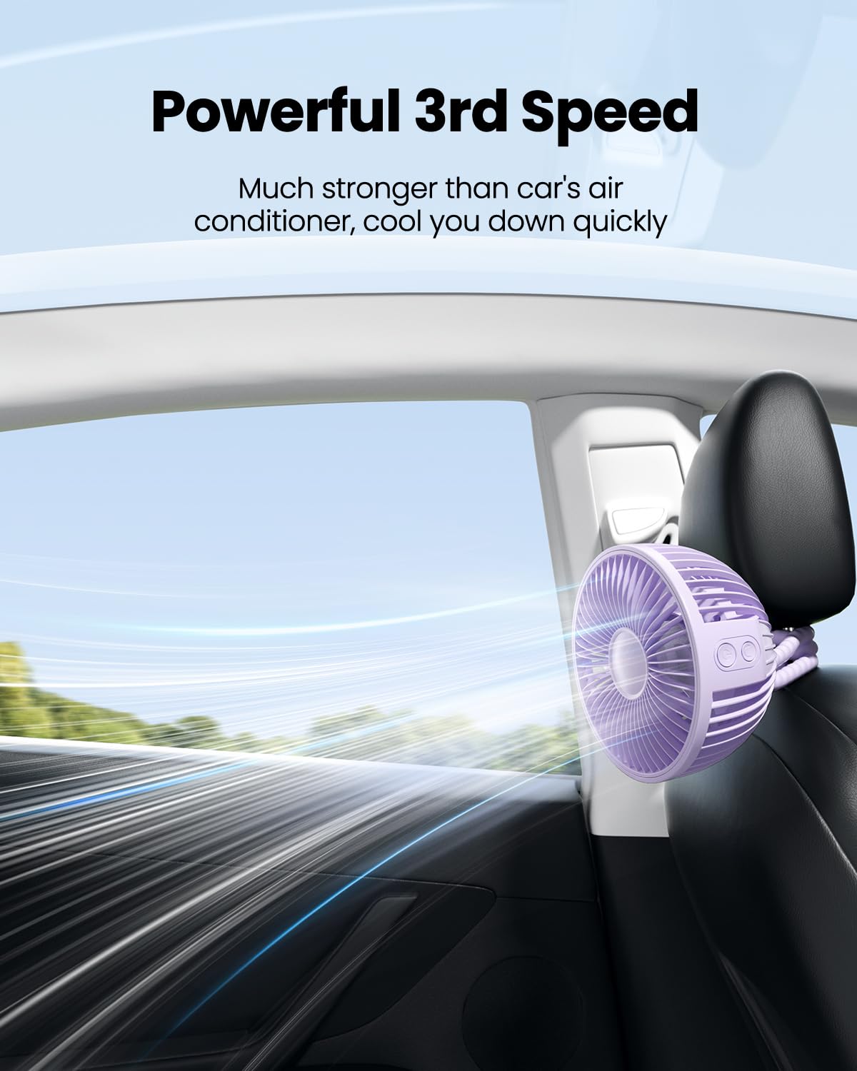 Gaiatop Oscillating Baby Stroller Fan, LED Night Light 4 Speeds Rechargeable 360° Rotate Clip On, Battery Operated Small Portable Cooling Fans for Car Seat Crib Treadmill Travel (Purple)