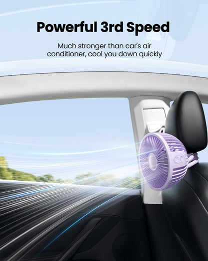 Gaiatop Oscillating Baby Stroller Fan, LED Night Light 4 Speeds Rechargeable 360° Rotate Clip On, Battery Operated Small Portable Cooling Fans for Car Seat Crib Treadmill Travel (Purple)
