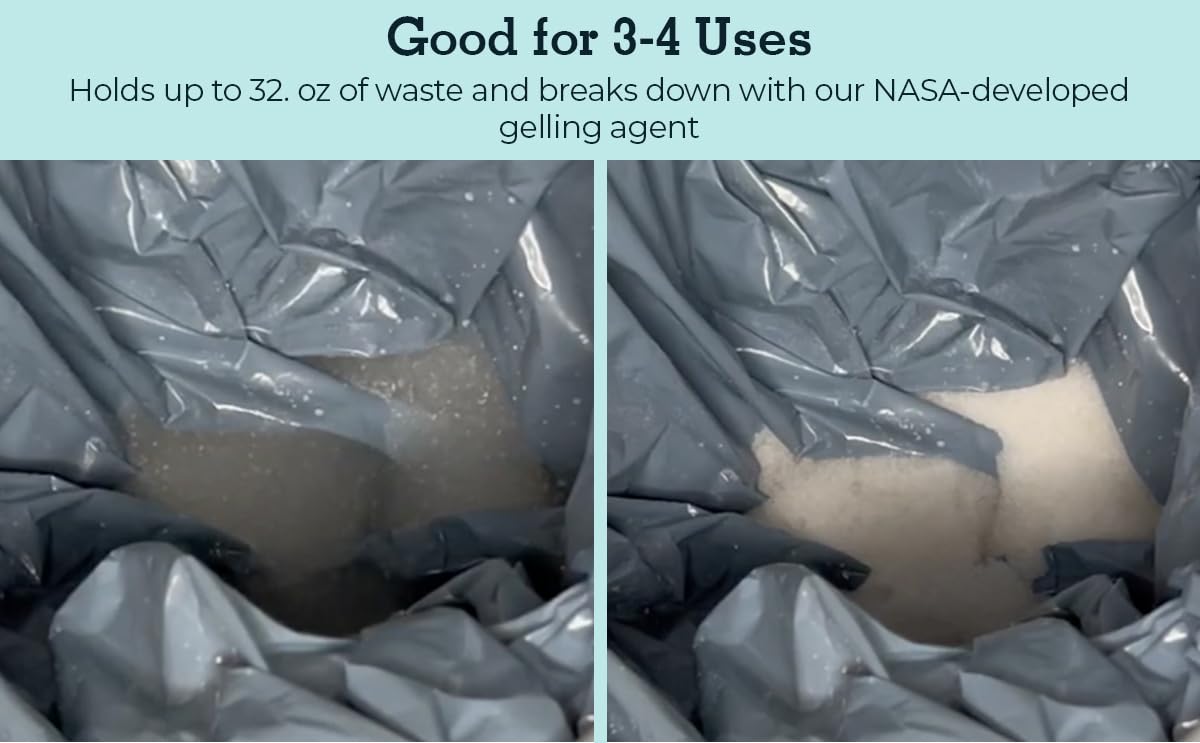 Cleanwaste Original WAG Bag Portable Toilet (12 Pack) - Go Anywhere Kit For Camping, Boating, Travel - NASA Gelling Powder for Poop/Pee