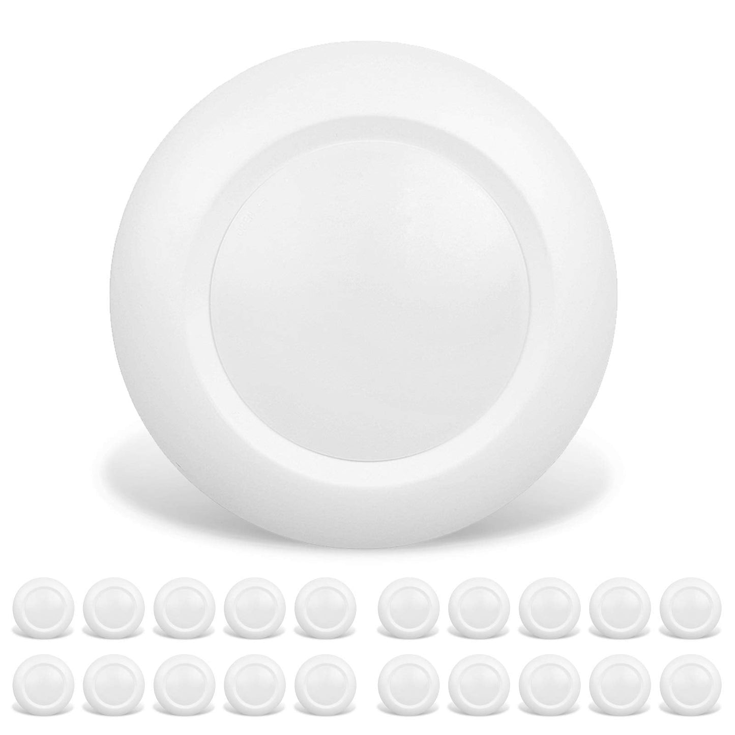 JULLISON 20 Packs 4 Inch LED Low Profile Recessed & Surface Mount Disk Light, Round, 10W, >600 Lumens, 4000k Cool White, CRI80, DOB Design, Dimmable, ETL Listed, White …