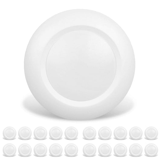 JULLISON 20 Packs 4 Inch LED Low Profile Recessed & Surface Mount Disk Light, Round, 10W, >600 Lumens, 4000k Cool White, CRI80, DOB Design, Dimmable, ETL Listed, White …