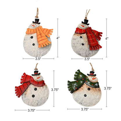 Rustic Metal Snowmen Ornament for Christmas Tree Decoration Snowman Christmas Hanging Ornament Xmas Holiday Decor(E-Snowmen Decor)