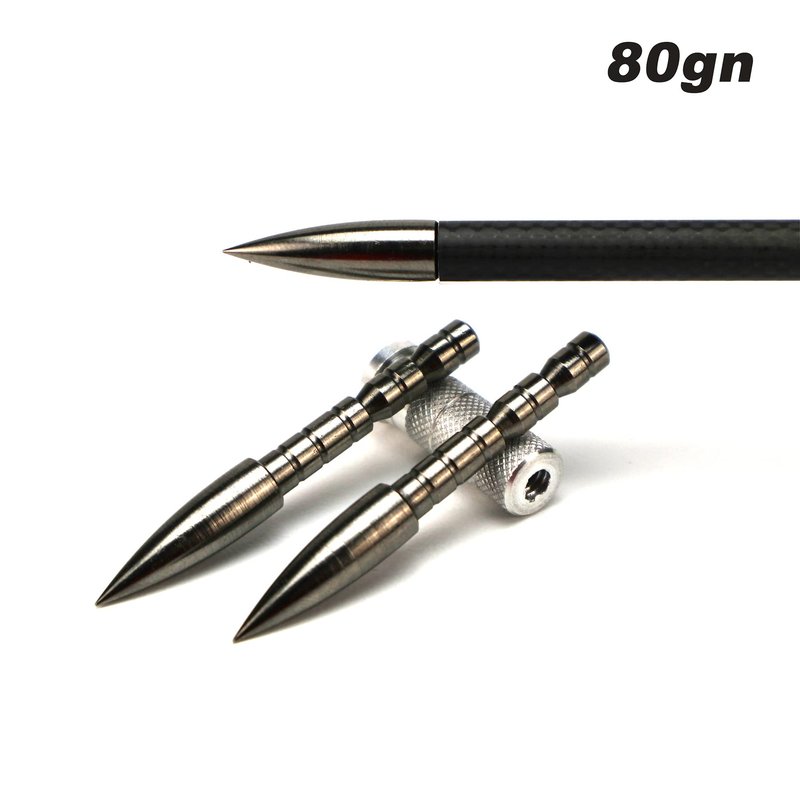 Hosolee 12 Pack Archery Points 80/100/120/150 Grain Insert Arrowheads for ID 4.20mm Arrows Shafts (80 Grain)
