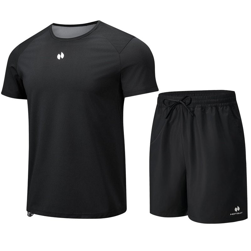HOTSUIT Sauna Suit for Men Weight Loss Heat Trapping Sweat Shirts & Fat burning Shorts for Weight Loss Workout Gym Exercise Boxing Black 3XL