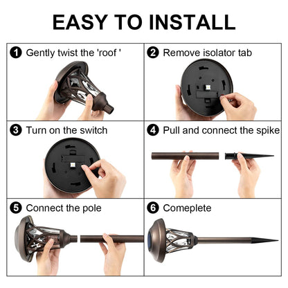 GIGALUMI 6 Pack, Solar Landscape Lights Warm White, Super Bright High Lumen Waterproof Metal Automatic Solar Pathway Yard Lights for Path, Garden, Lawn, Patio and Walkway