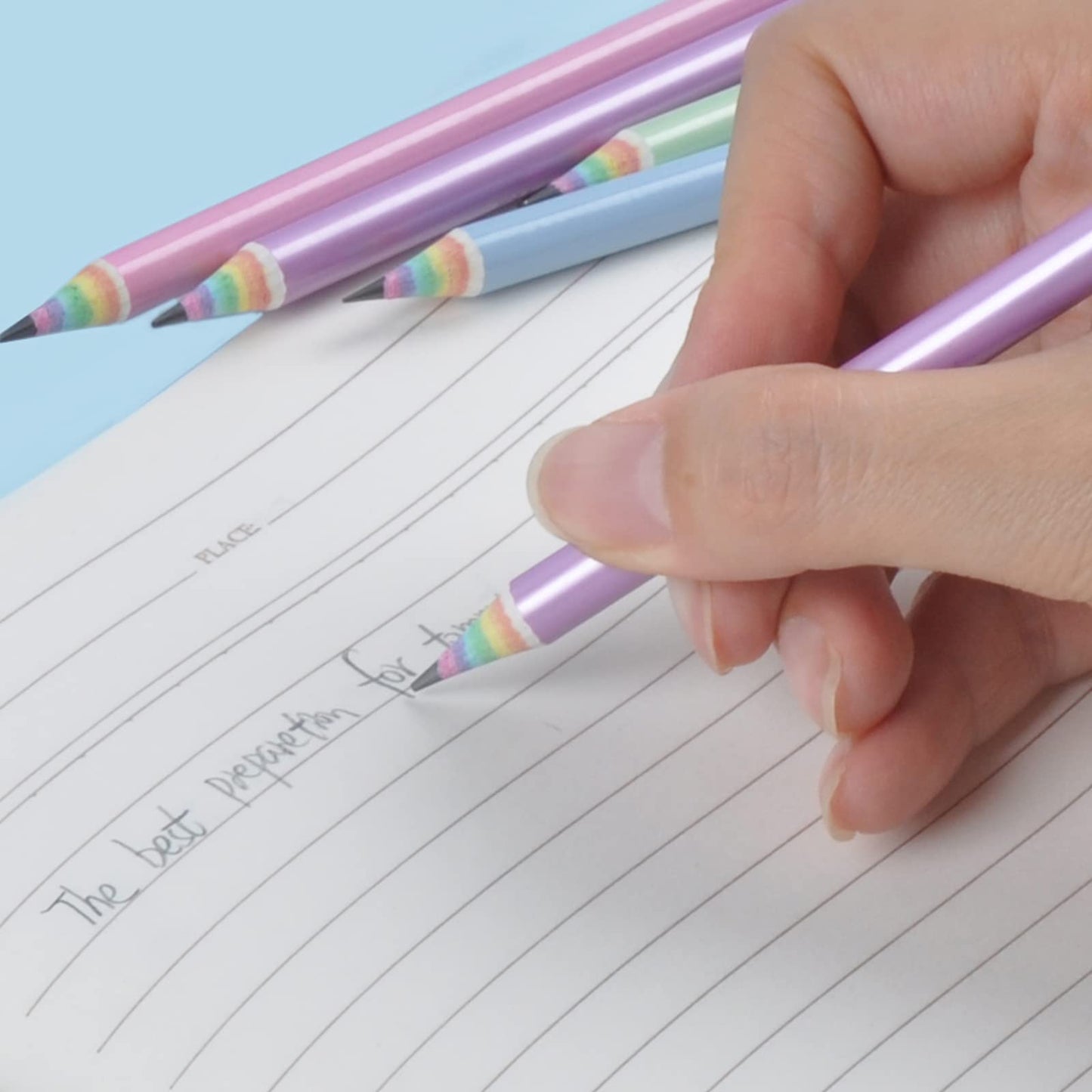 ECOTREE Pre-Sharpened Pencils #2 Cute Number 2 Pencil with Erasers for Kids Eco Rainbow Paper Pencil for School, Writing, 12 Count