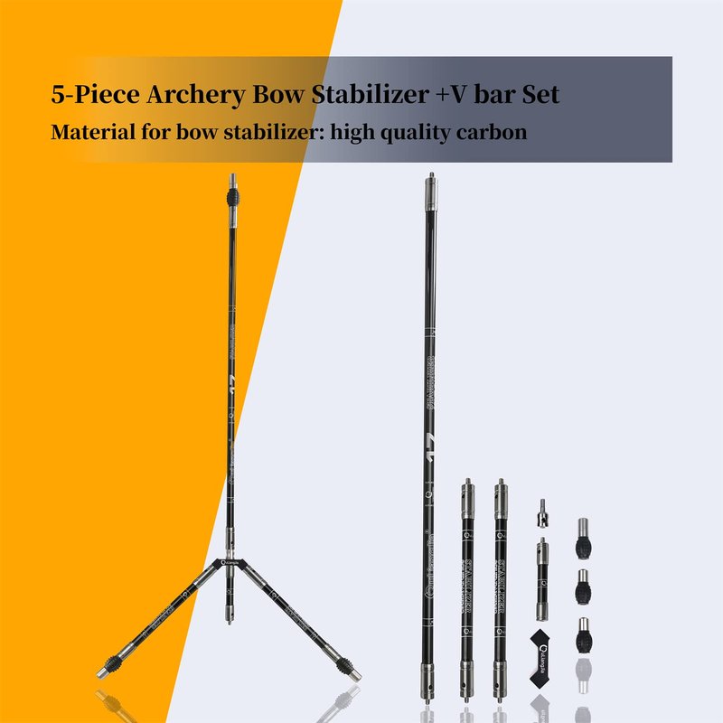 Perogen Archery Bow Stabilizer Set for Recurve Bow, Carbon Fiber Bow Stabilizer Extension Pole Kit