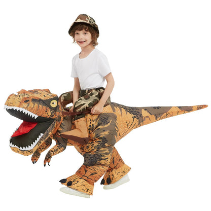 GOOSH Inflatable Dinosaur Costume Kids –Halloween Party Blow up T Rex Outfit, Breathable Fabric, Lightweight & Flexible for Cosplay, Parades (7-10Yrs)