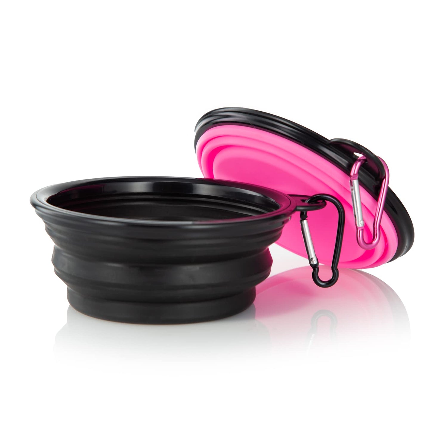 Dog Bowl Pet Collapsible Bowls, 2 Pack for Cats Dogs, Portable Pet Feeding Watering Dish for Walking Parking Traveling with 2 Carabiners (Small, Blue+Green)