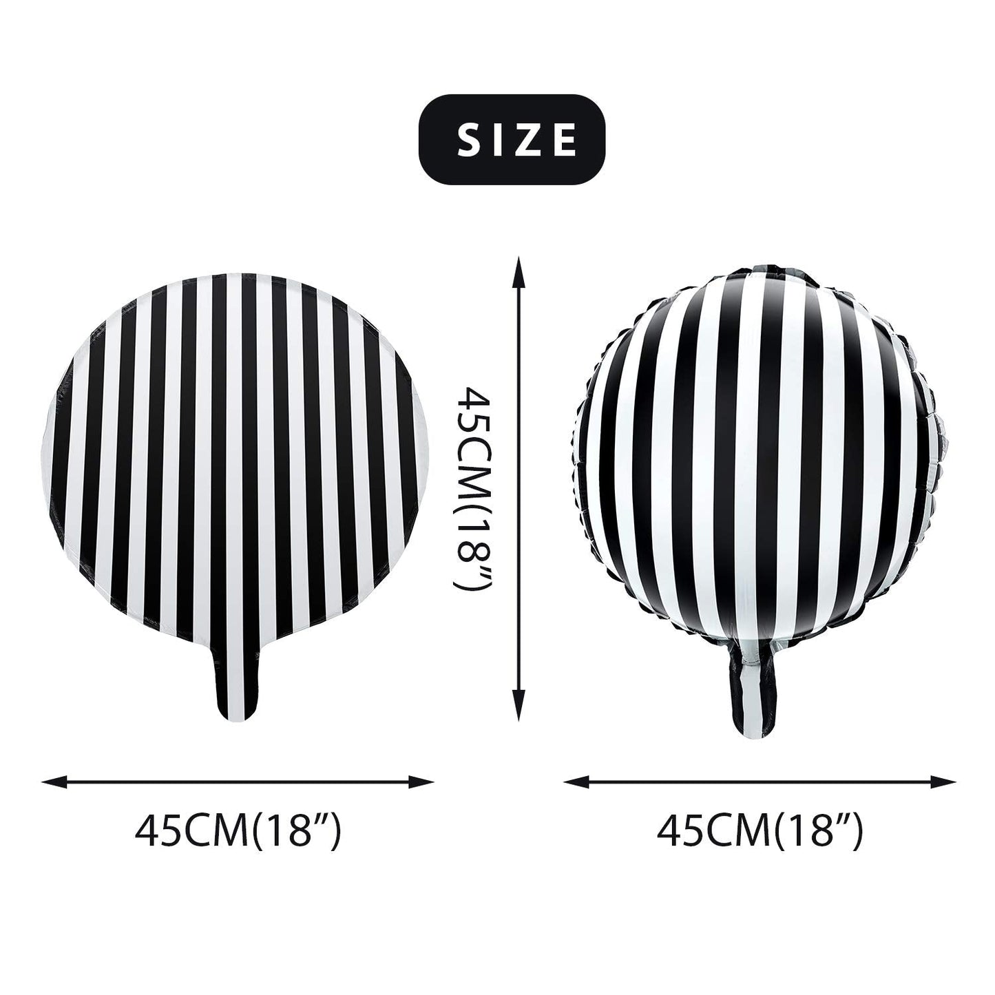 Gejoy 24 Pieces 18 Inch Black and White Striped Balloons Foil Black Striped Balloons for Halloween Birthday Family Party Decoration