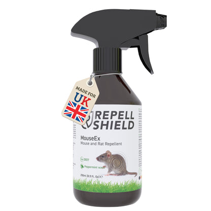 RepellShield Rat & Mouse Repellent Spray - Natural Peppermint Oil, Family & Pet Safe - Protect Your Home, Garden & Garage, Alternative to Traps, Use Indoors & Outdoors, Made in Germany, 250ml