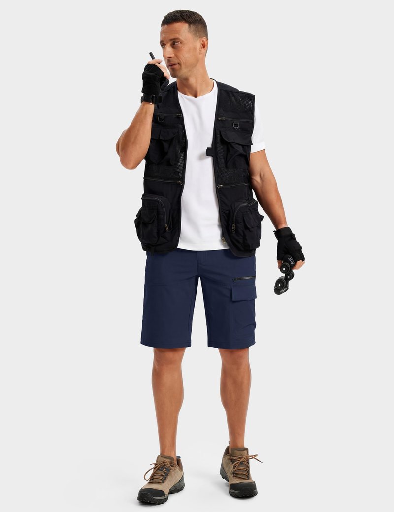TACVASEN Mens Shorts Casual Cargo 10" Hiking Work Golf Shorts Waterproof Quick Dry Outdoor Summer Dress Travel Fishing Navy 30