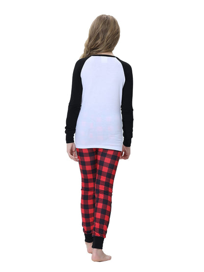 YIJIU Matching Family Pajamas Sets Christmas PJ's Sleepwear Long Sleeve Truck Print Top with Plaid Pants,White Truck,Women-XXL