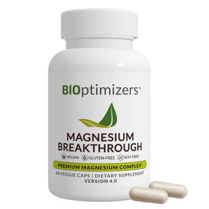 BIOptimizers Magnesium Breakthrough Supplement 4.0-7 Forms of Mg: Glycinate, Malate, Citrate, and More - Natural Support for Sleep and Cognitive Function - 60 Capsules- Calming Vitamins Complex