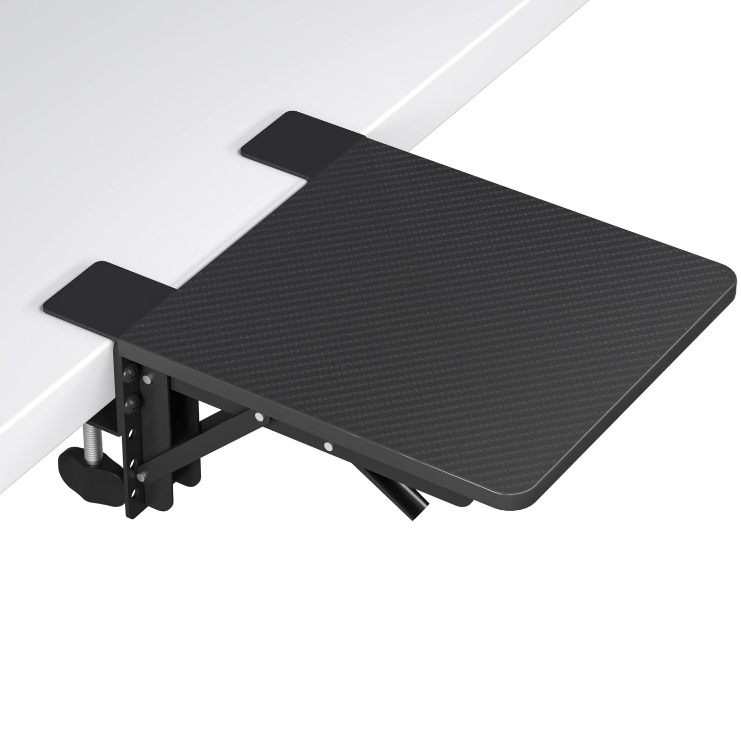 BONTEC Ergonomic Desk Extender Tray, 9.5"x9.1" Table Mount Arm Wrist Rest Shelf, 90° Foldable Elbow Support, Clamp on Computer Arm Rest for Desk, Office & Home Use, Durable & Easy to Install