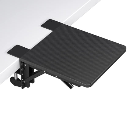 BONTEC Ergonomic Desk Extender Tray, 9.5"x9.1" Table Mount Arm Wrist Rest Shelf, 90° Foldable Elbow Support, Clamp on Computer Arm Rest for Desk, Office & Home Use, Durable & Easy to Install