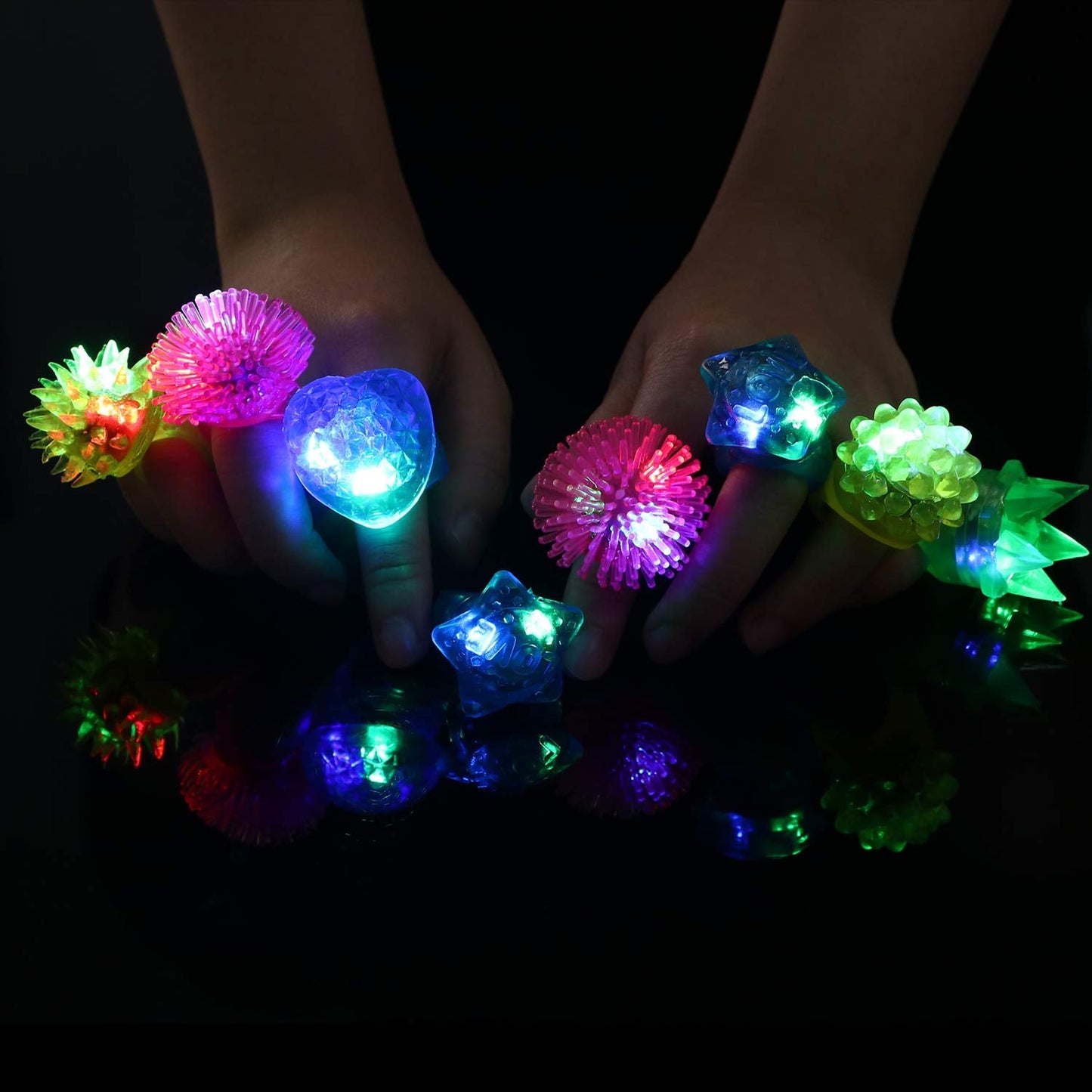 36 Pack LED Glow Rings Halloween Party Favors for Kids, Flashing Rings Glow in Dark Party Supplies, LED Light Up Ring, Goody Bags Stuffers