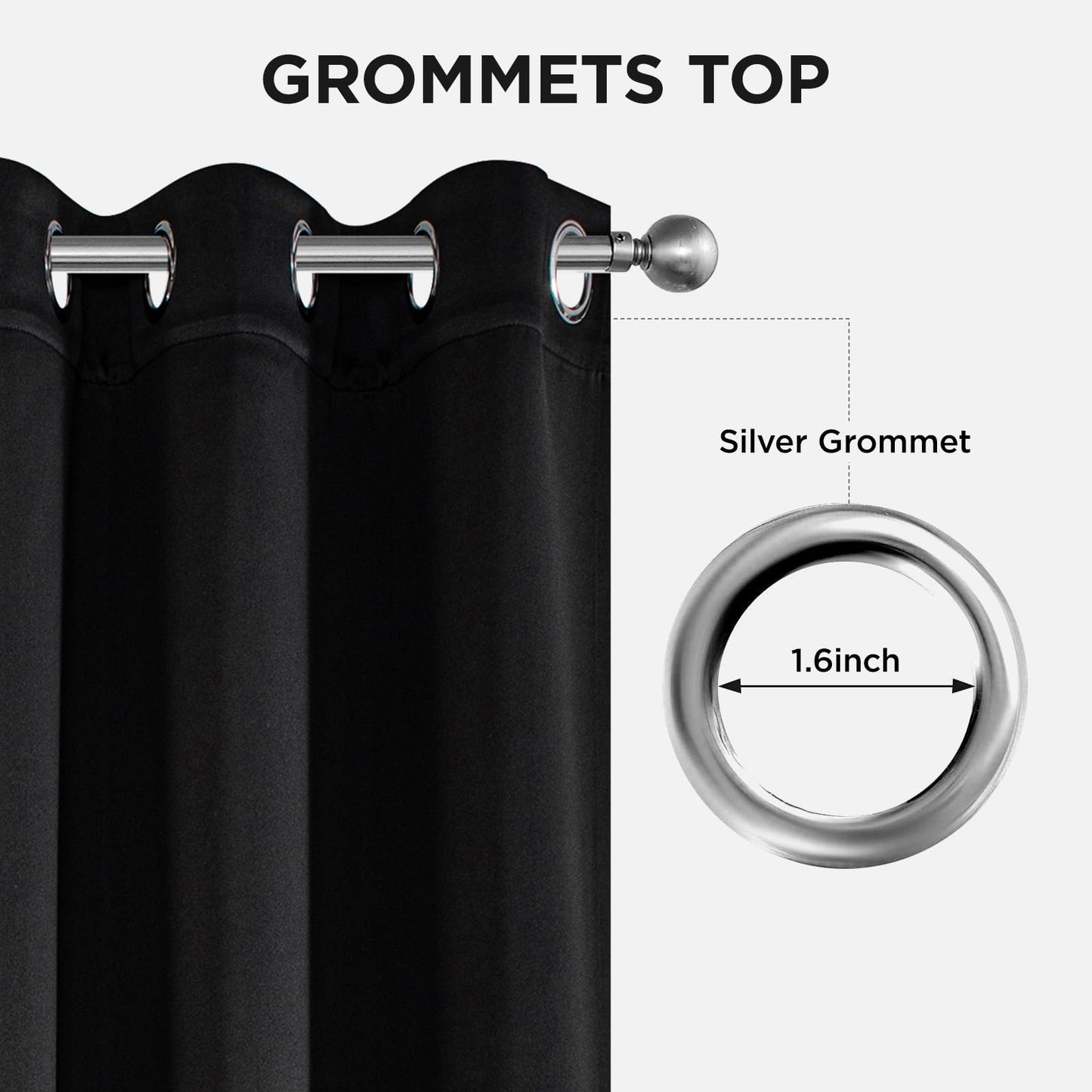 Joydeco 84 Inch Blackout Curtains for Bedroom - Thermal Insulated Room Darkening Light Blocking Curtains with Grommets, Noise Reducing & Wrinkle-Free Drapes for Living Room Windows, 2 Panels