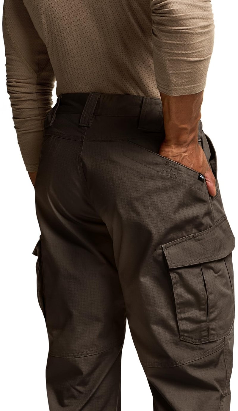 CQR Men's Tactical Pants, Water Resistant Ripstop Cargo Pants, Lightweight EDC Work Hiking Pants, Outdoor Apparel, Raider Mag Pocket Dark Brown, 36W x 32L