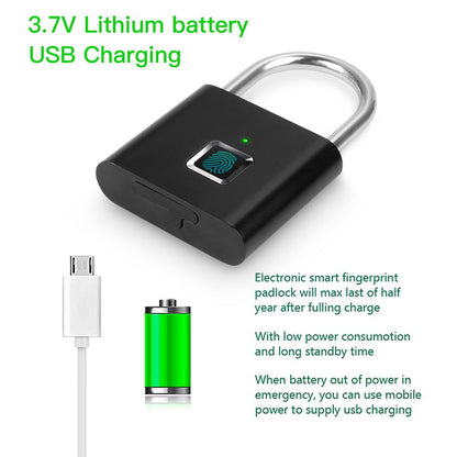 Fingerprint Padlock,AICase Ultra Light One Touch Open Fingerprint Lock with USB Charging for Gym, Sports, School Employee Locker,Fence, Suitcase,Bike No App, No Bluetooth，No Trouble