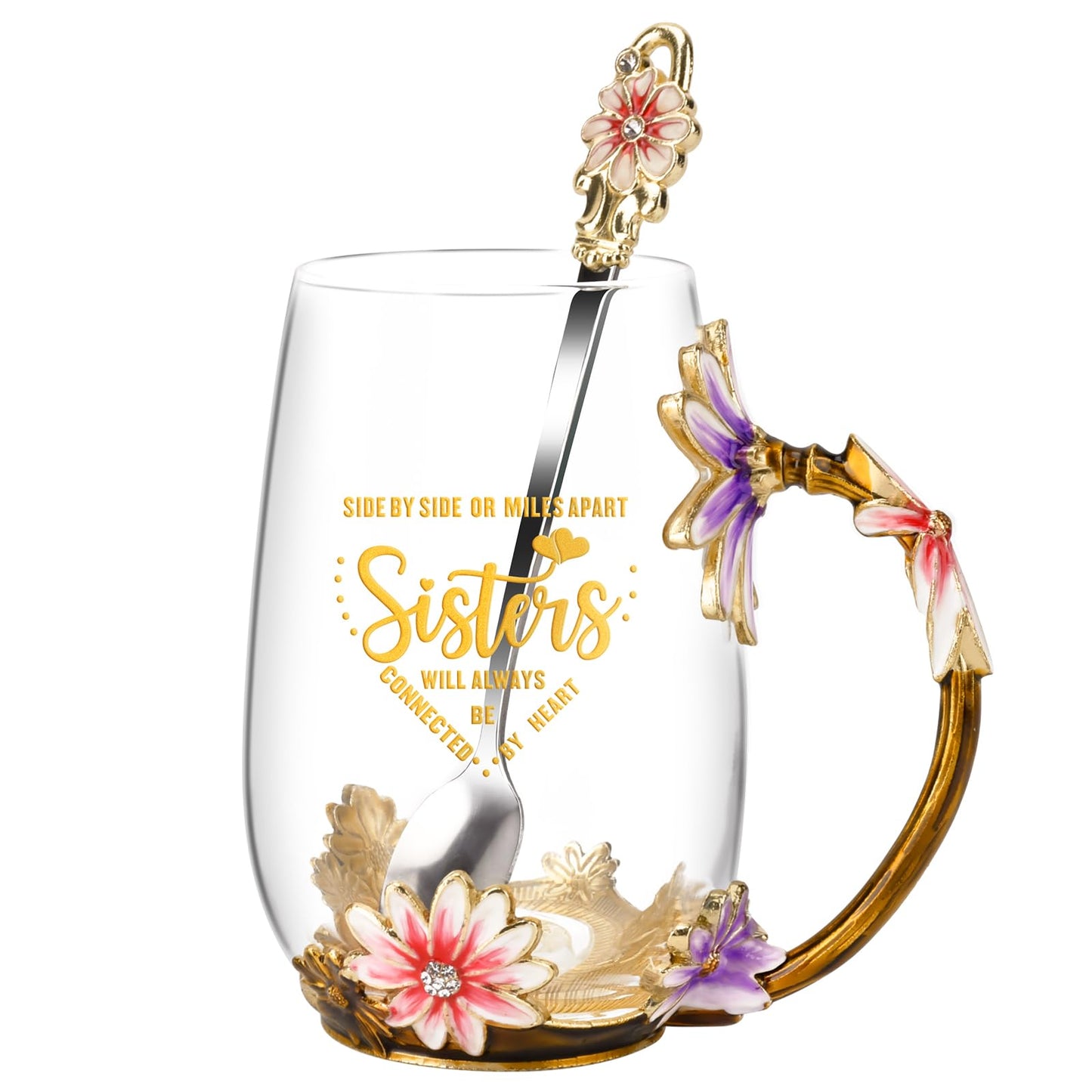 OEAGO Gifts for Mom Women Valentines Day Gifts for Her Glass Coffee Enamels Mug Best Birthday Valentine's for Girlfriend Wife Mothers Day from Daughter Son Tea Cup Stocking Stuffers Christmas